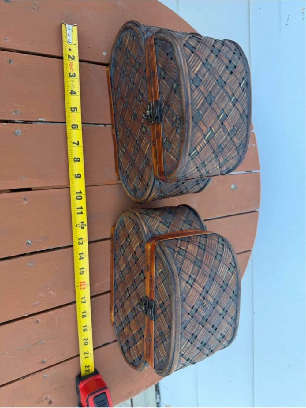 Two Woven Rattan Wood Storage Boxes - Picture 9 of 9